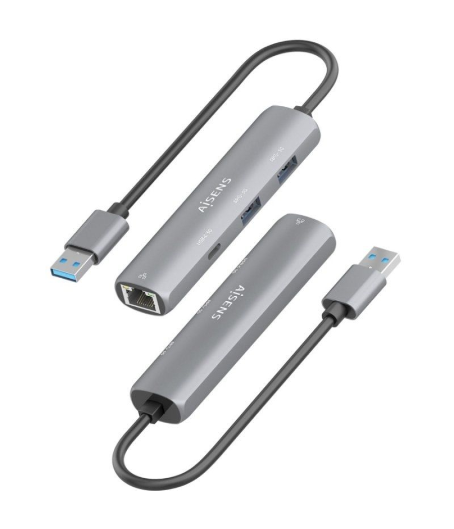 Hub usb aisens asuc-4p035-gr/ 1xusb tipo-c/ 2xusb/ 1xrj45/ gris