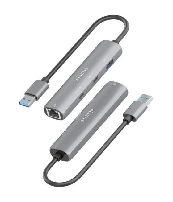 Hub usb aisens asuc-4p036-gr/ 2xusb tipo-c/ 1xusb/ 1xrj45/ gris