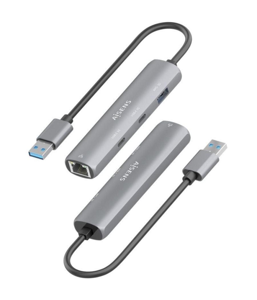 Hub usb aisens asuc-4p036-gr/ 2xusb tipo-c/ 1xusb/ 1xrj45/ gris