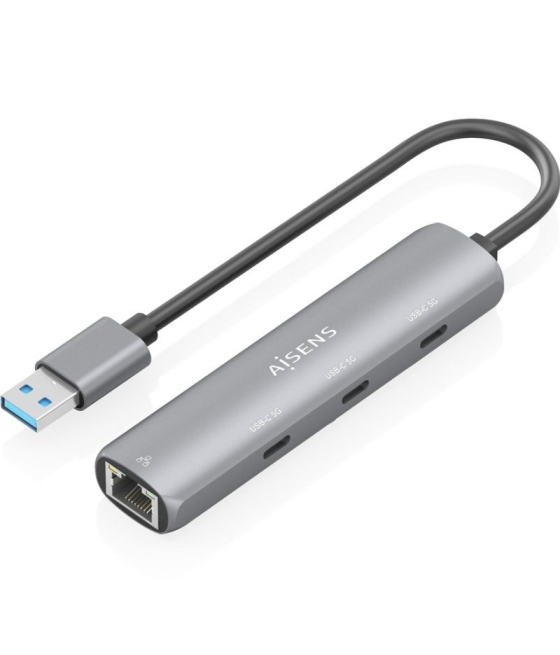 Hub usb aisens asuc-4p037-gr/ 3xusb tipo-c/ 1xrj45/ gris