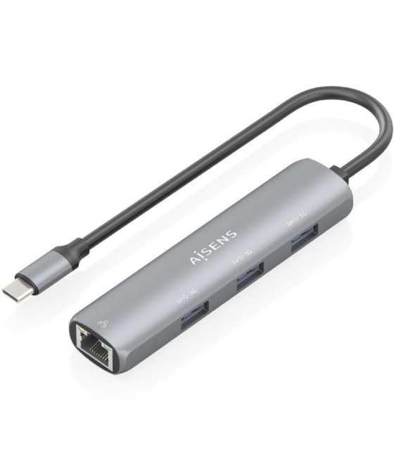Hub usb tipo-c aisens asuc-4p038-gr/ 3xusb/ 1xrj45/ gris