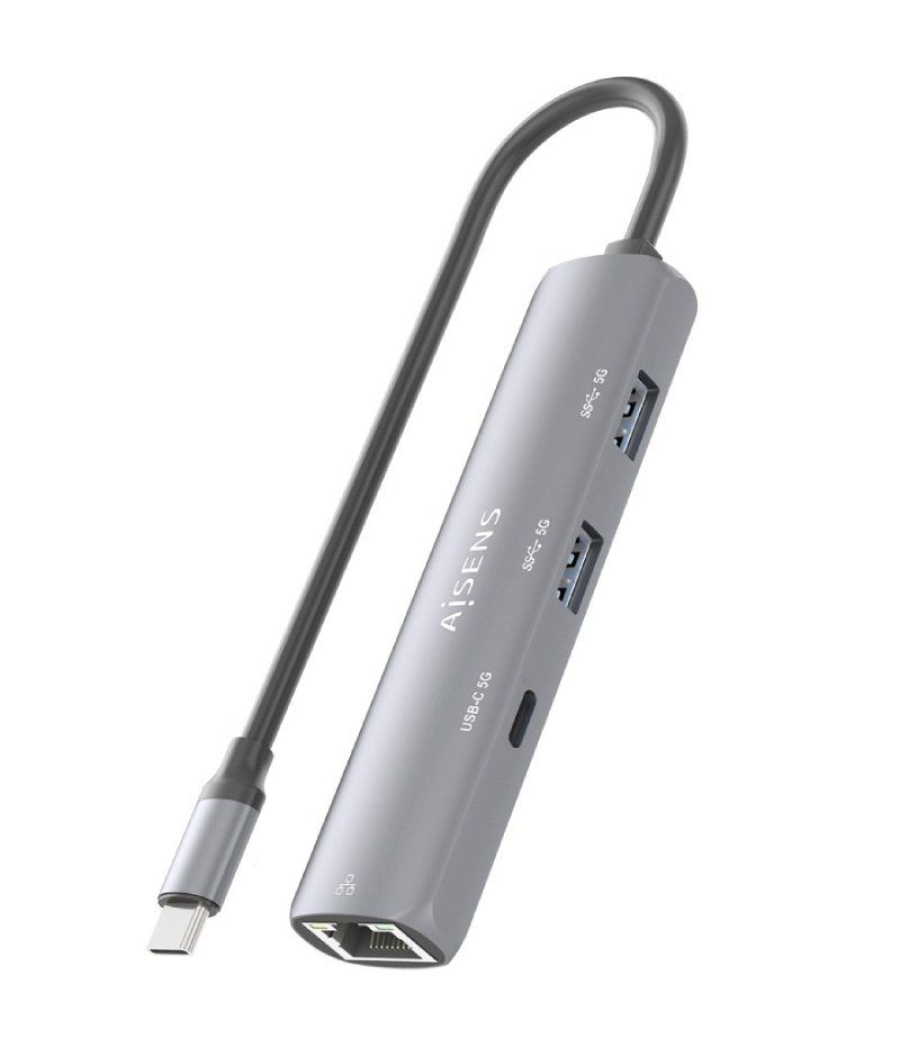 Hub usb tipo-c aisens asuc-4p038-gr/ 1xusb tipo-c/ 2xusb/ 1xrj45/ gris