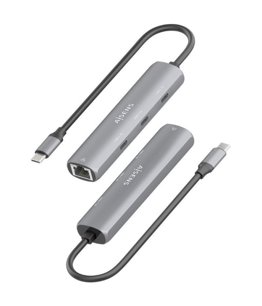 Hub usb tipo-c aisens asuc-4p041-gr/ 3xusb tipo-c/ 1xrj45/ gris