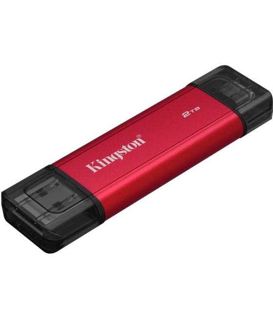 Disco externo ssd kingston dual portable ssd 2tb/ usb tipo-c y usb 3.2/ rojo