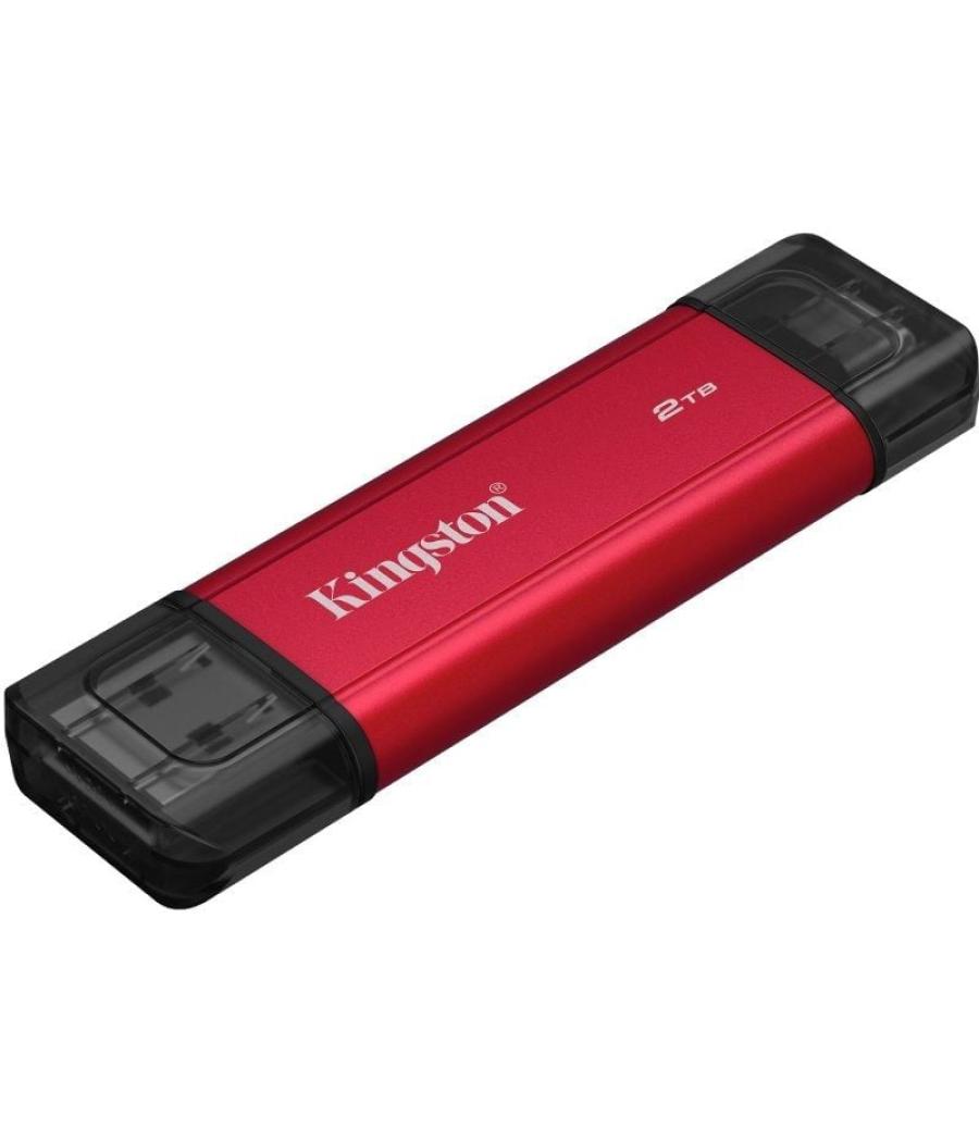 Disco externo ssd kingston dual portable ssd 2tb/ usb tipo-c y usb 3.2/ rojo