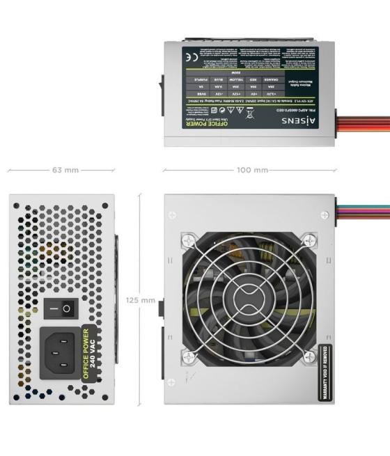 Fuente de alimentación sfx aisens aspc-500sfx-seo/ 500w/ ventilador 8cm