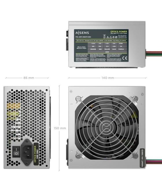Fuente de alimentación aisens aspc-500atx-seo/ 500w/ ventilador 12cm