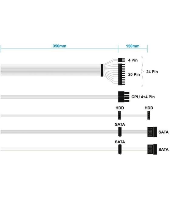 Fuente de alimentación aisens aspc-500atx-seo/ 500w/ ventilador 12cm