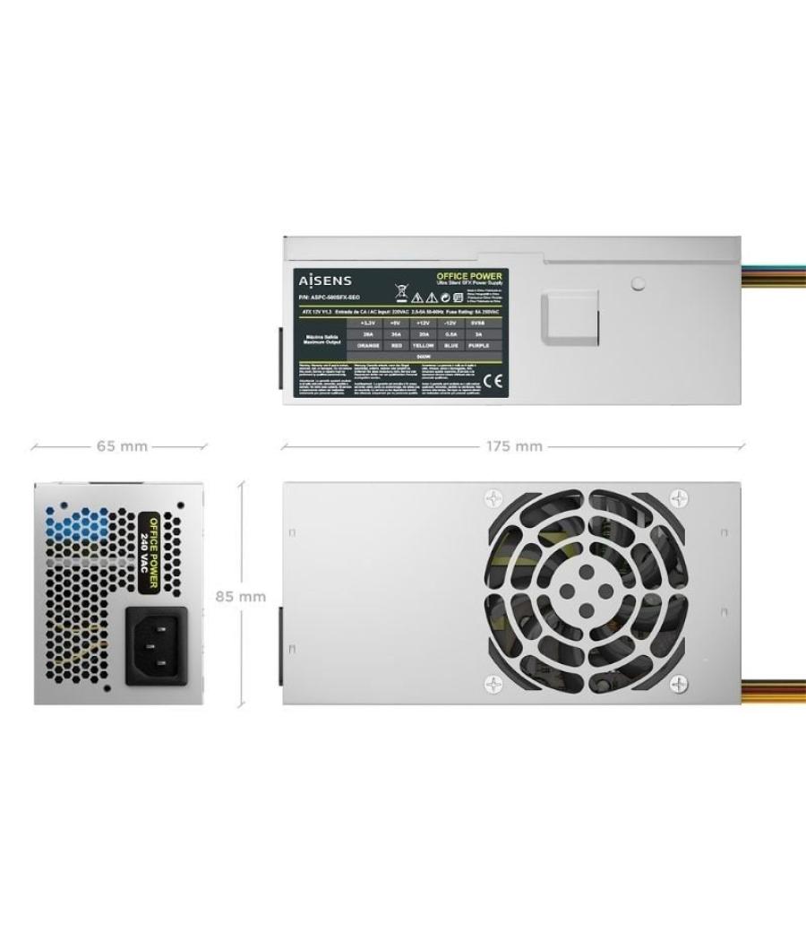 Fuente de alimentación tfx aisens aspc-500tfx-seo/ 500w/ ventilador 8cm