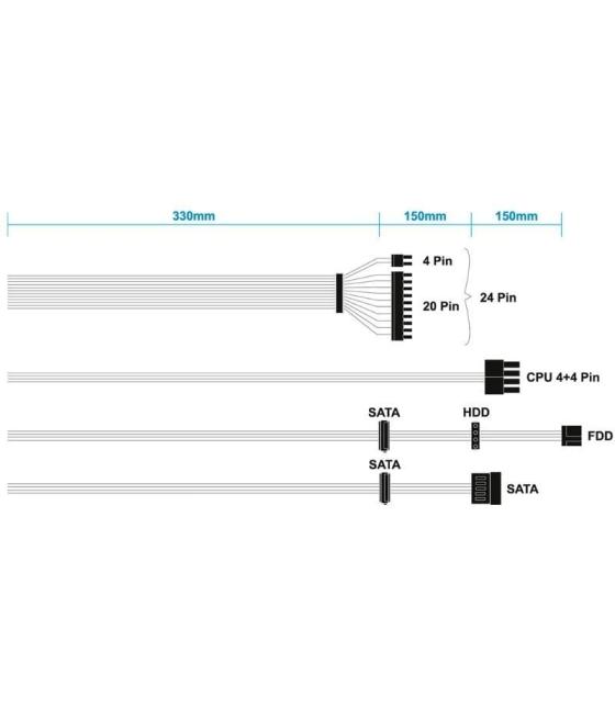 Fuente de alimentación tfx aisens aspc-500tfx-seo/ 500w/ ventilador 8cm