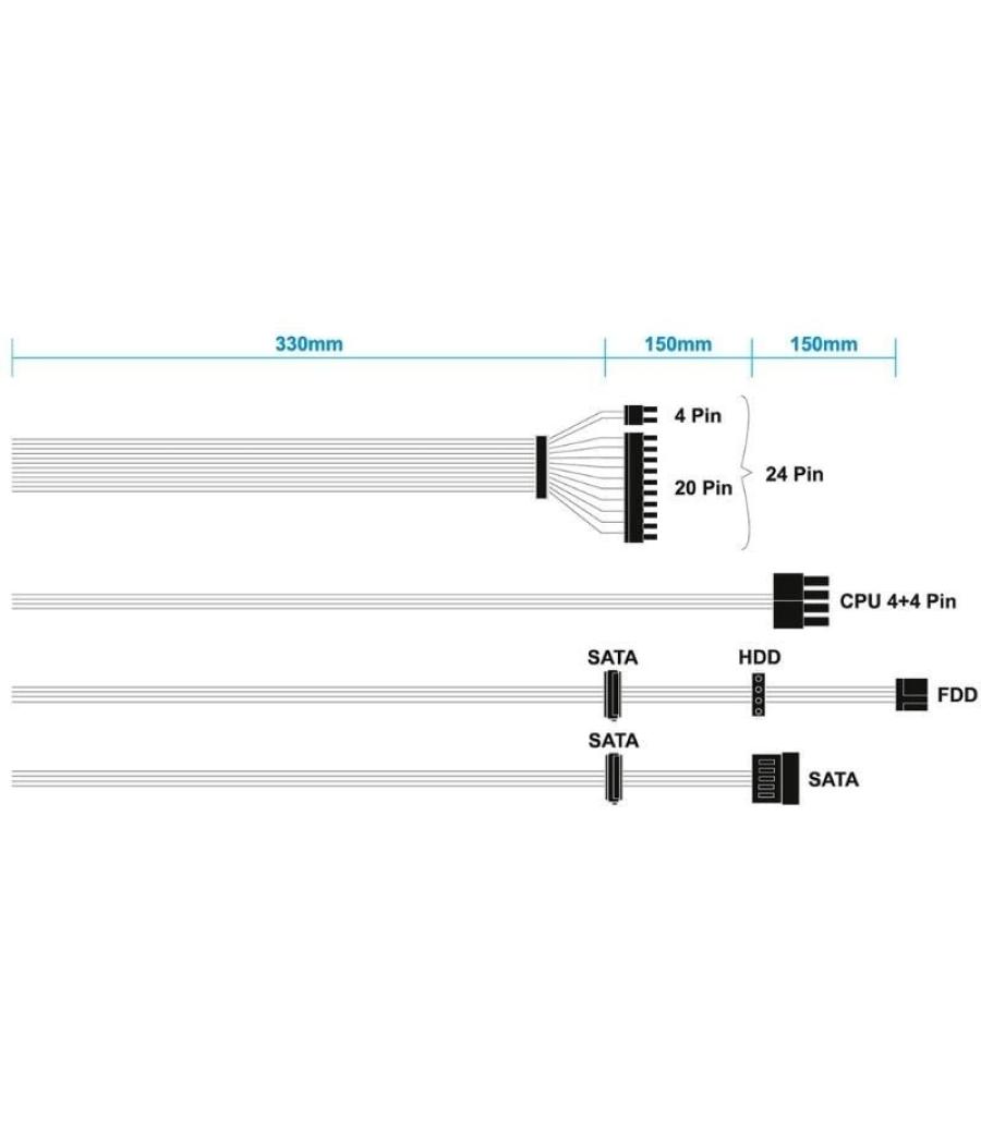 Fuente de alimentación tfx aisens aspc-500tfx-seo/ 500w/ ventilador 8cm