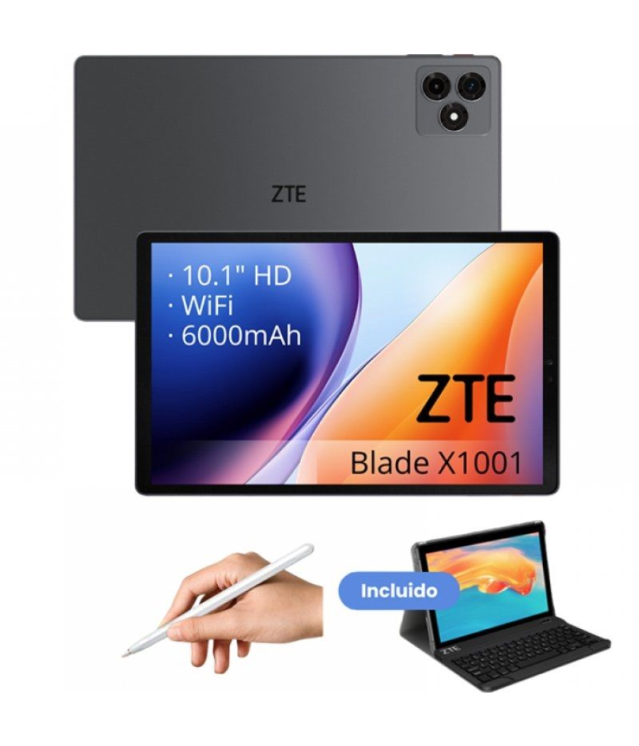 Tablet zte tab blade x1001w 10.1'/ 4gb/ 128gb/ octacore/ gris/ incluye teclado y stylus pen