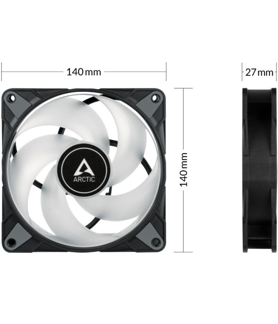 Ventilador arctic p14 pwm pst a-rgb/ 14cm/ negro