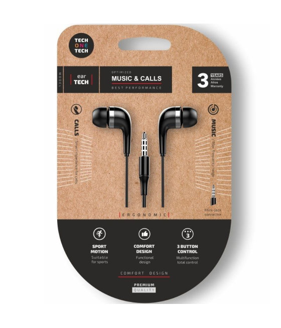 Auriculares intrauditivos tech one tech soft eartech tec1005/ con micrófono/ jack 3.5/ negros