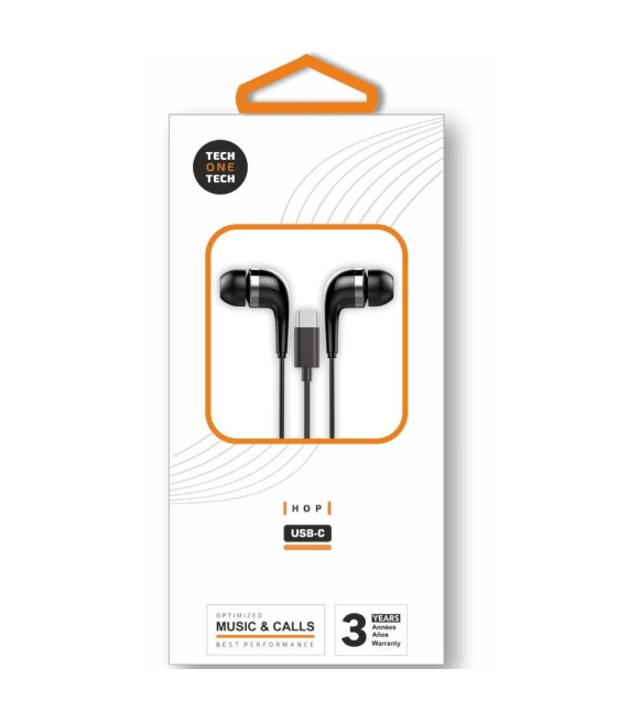Auriculares intrauditivos tech one tech eartech tec1305/ con micrófono/ usb tipo-c/ negros