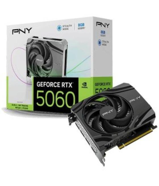 Vga pny geforce rtx 5060 8gb ddr7 3xdp 1xhdmi reloj 2280mhz cuda 3840 256bit 145w single fan