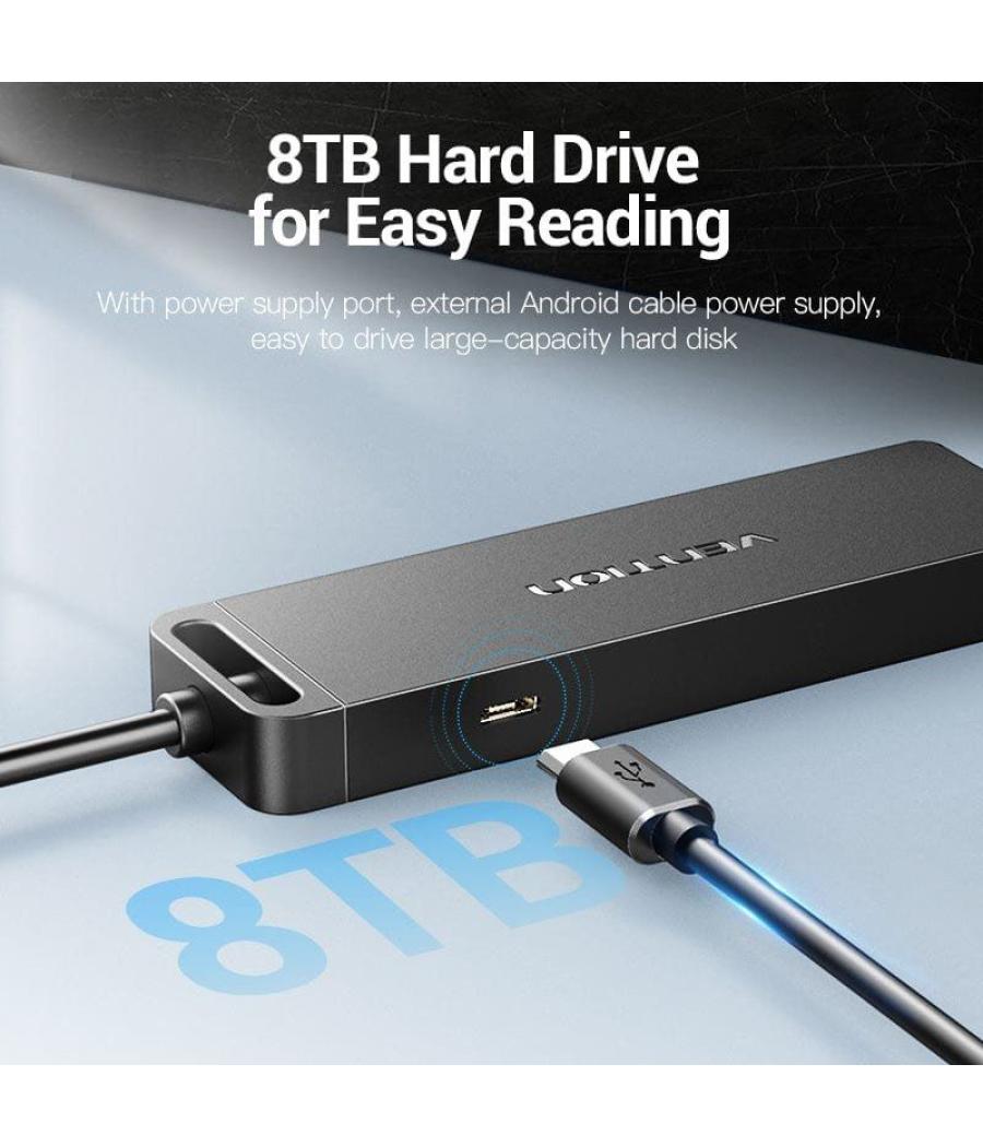 Hub usb 2.0 vention chmhb/ 4xusb/ 1xmicrousb pd