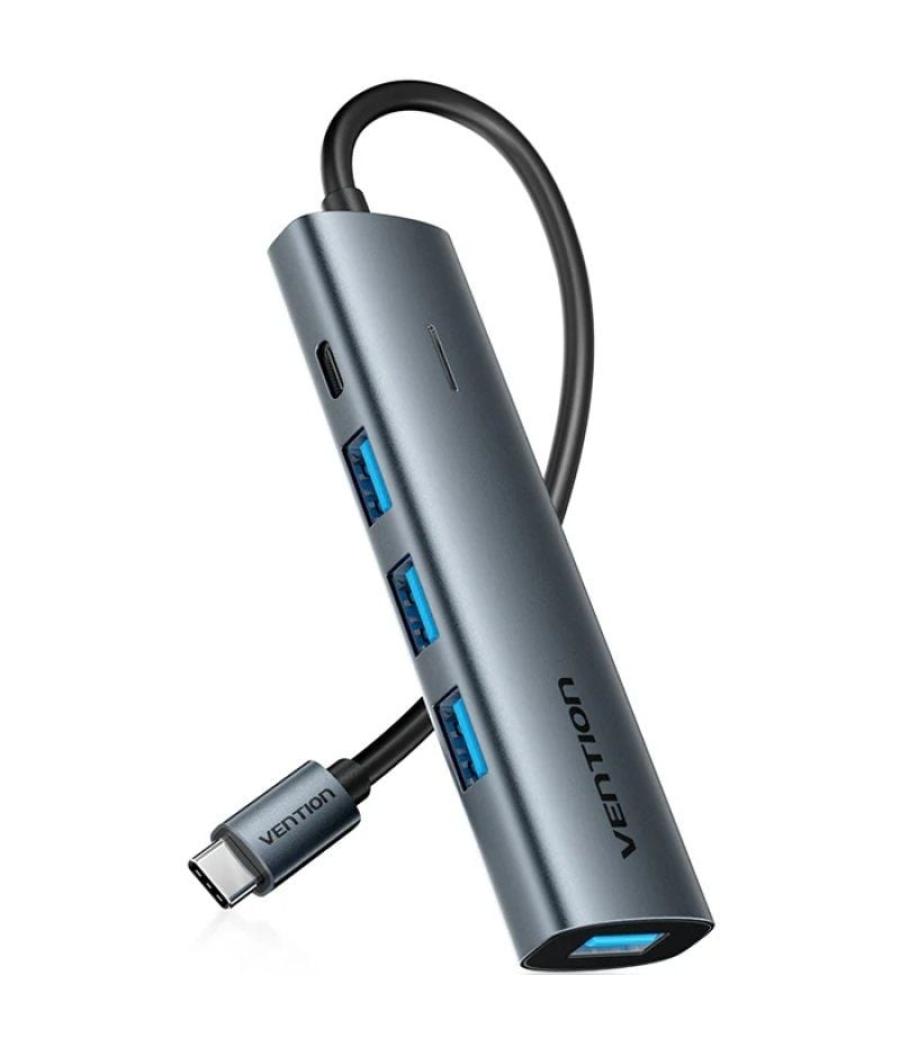 Hub usb tipo-c 3.0 vention tgzhb/ 3xusb/ 1xusb tipo-c pd/ gris