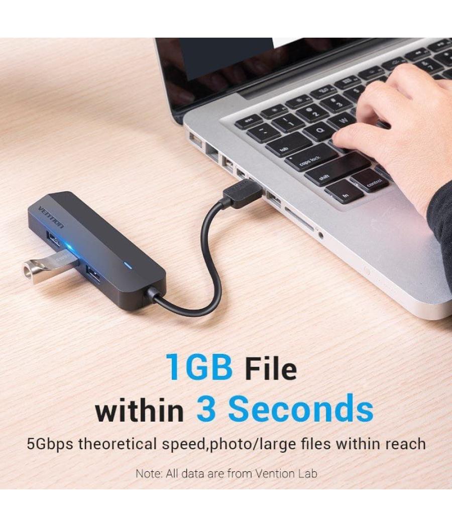 Hub usb 3.0 vention chnbb/ rj45/ 3xusb/ 1xmicrousb pd