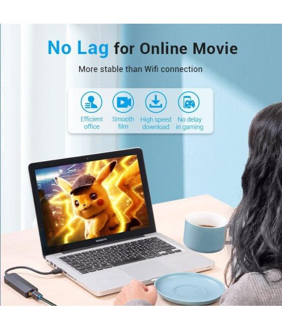 Hub usb 3.0 vention chnbb/ rj45/ 3xusb/ 1xmicrousb pd