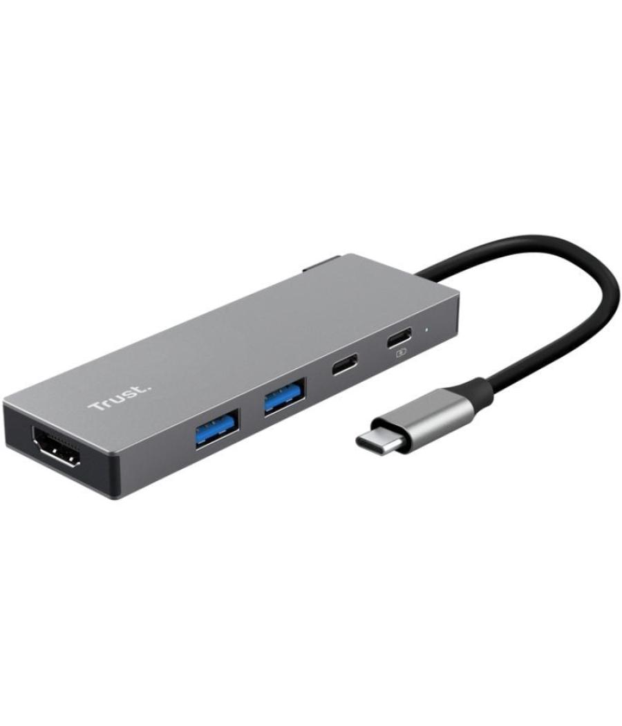 Docking usb tipo-c trust dalyx/ 2xusb/ 1xhdmi 4k/ 2xusb tipo-c/ gris