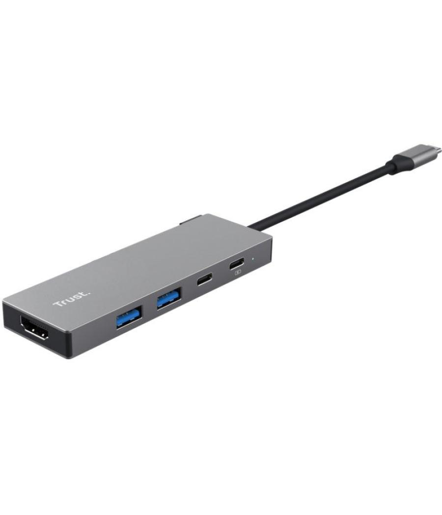 Docking usb tipo-c trust dalyx/ 2xusb/ 1xhdmi 4k/ 2xusb tipo-c/ gris