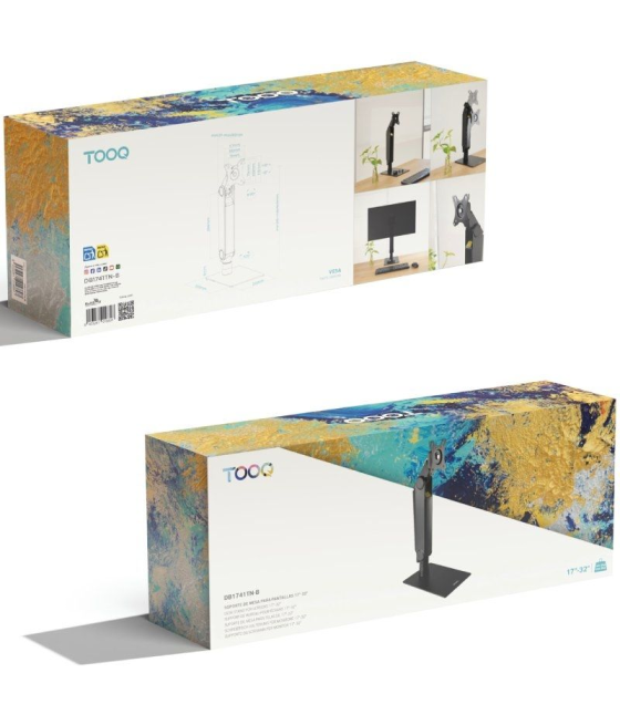 Soporte de mesa para monitor tooq db1741tn-b/ giratorio/ inclinable/ hasta 8kg