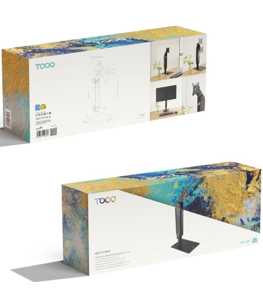 Soporte de mesa para monitor tooq db1741tn-b/ giratorio/ inclinable/ hasta 8kg