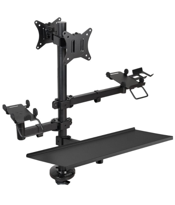 Soporte de mesa para tpv 2 monitores tooq tqpm0003/ giratorio/ inclinable/ rotatorio/ hasta 9kg