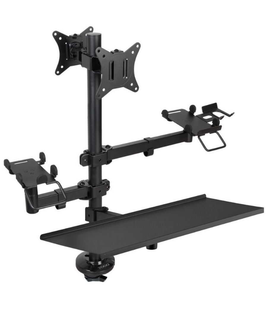 Soporte de mesa para tpv 2 monitores tooq tqpm0003/ giratorio/ inclinable/ rotatorio/ hasta 9kg