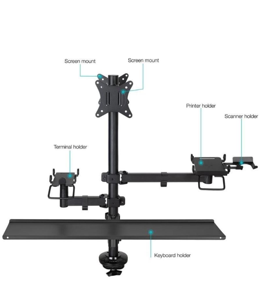 Soporte de mesa para tpv 2 monitores tooq tqpm0003/ giratorio/ inclinable/ rotatorio/ hasta 9kg