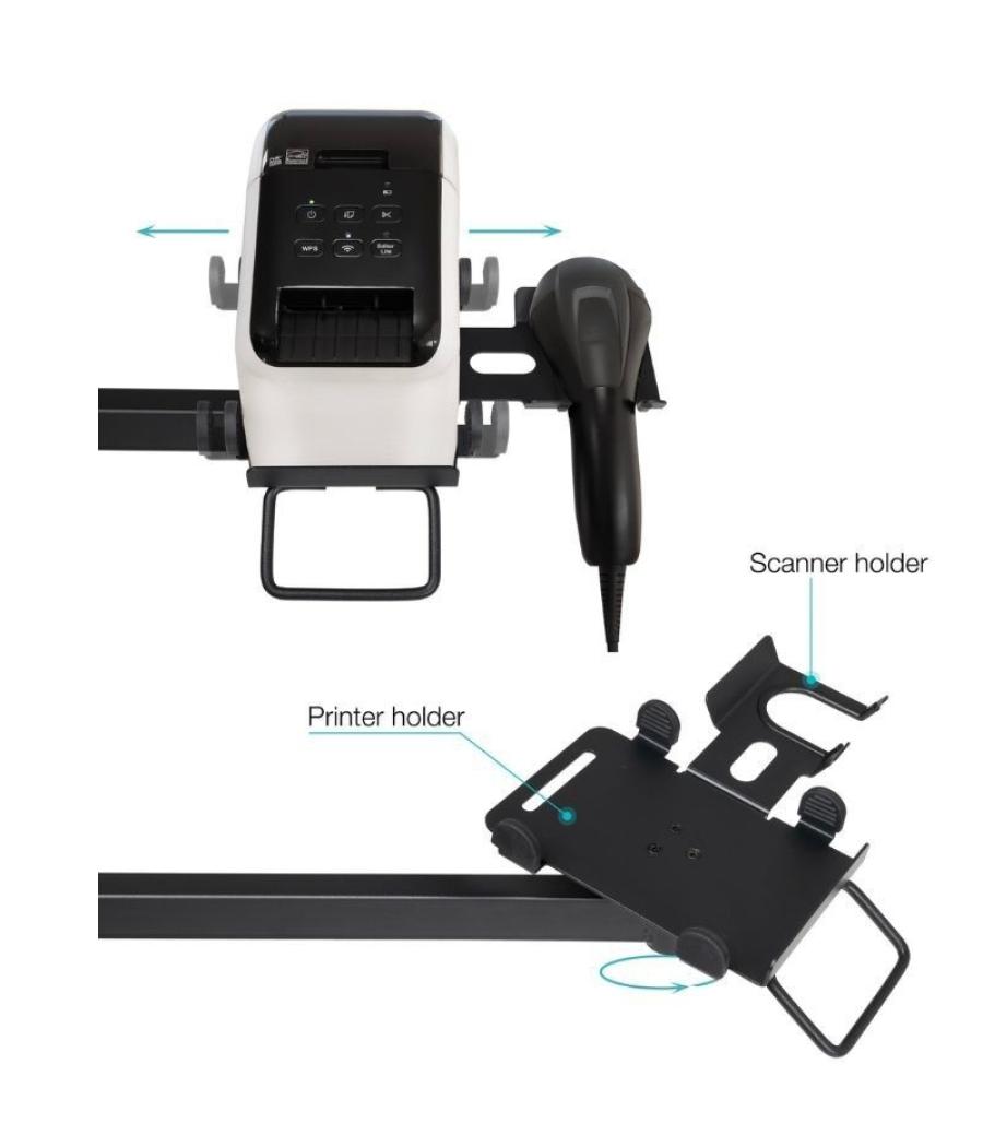 Soporte de mesa para tpv 2 monitores tooq tqpm0003/ giratorio/ inclinable/ rotatorio/ hasta 9kg