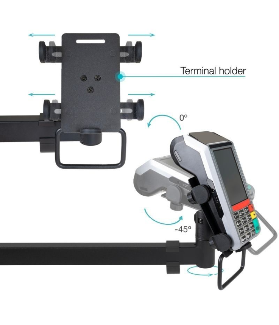 Soporte de mesa para tpv 2 monitores tooq tqpm0003/ giratorio/ inclinable/ rotatorio/ hasta 9kg