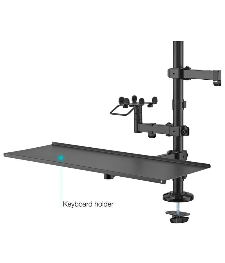 Soporte de mesa para tpv 2 monitores tooq tqpm0003/ giratorio/ inclinable/ rotatorio/ hasta 9kg