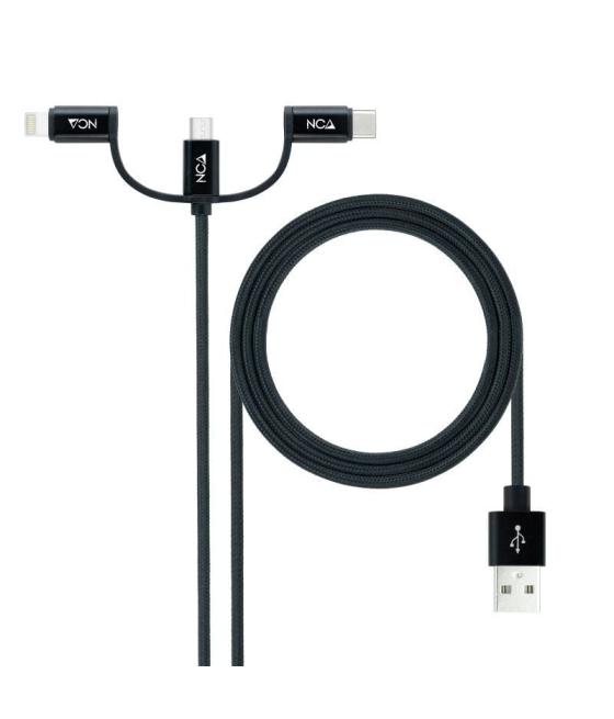 Cable usb 2.0 nanocable 10.01.3200/ lightning macho - micro usb macho/ usb tipo-c macho/ 480mbps/ 1m/ negro