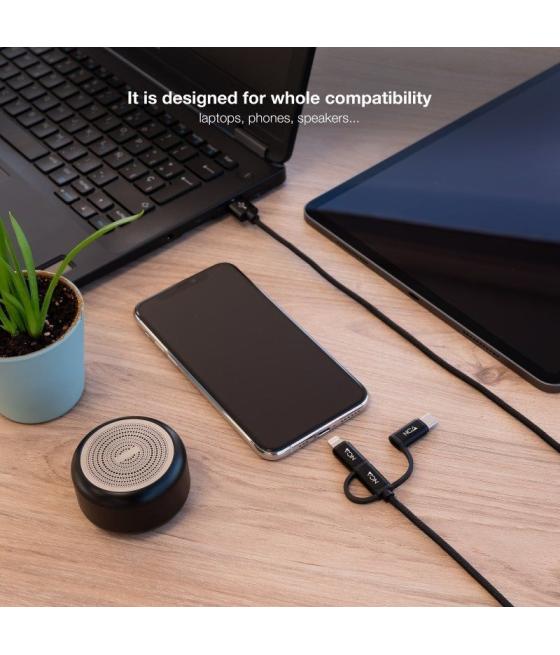 Cable usb 2.0 nanocable 10.01.3200/ lightning macho - micro usb macho/ usb tipo-c macho/ 480mbps/ 1m/ negro