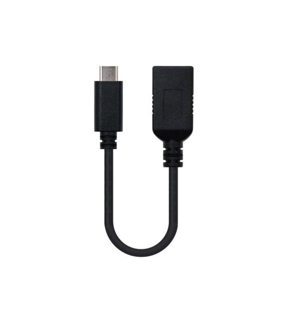 Cable usb 3.1 nanocable 10.01.4201/ usb tipo-c macho - usb hembra/ 15cm/ negro