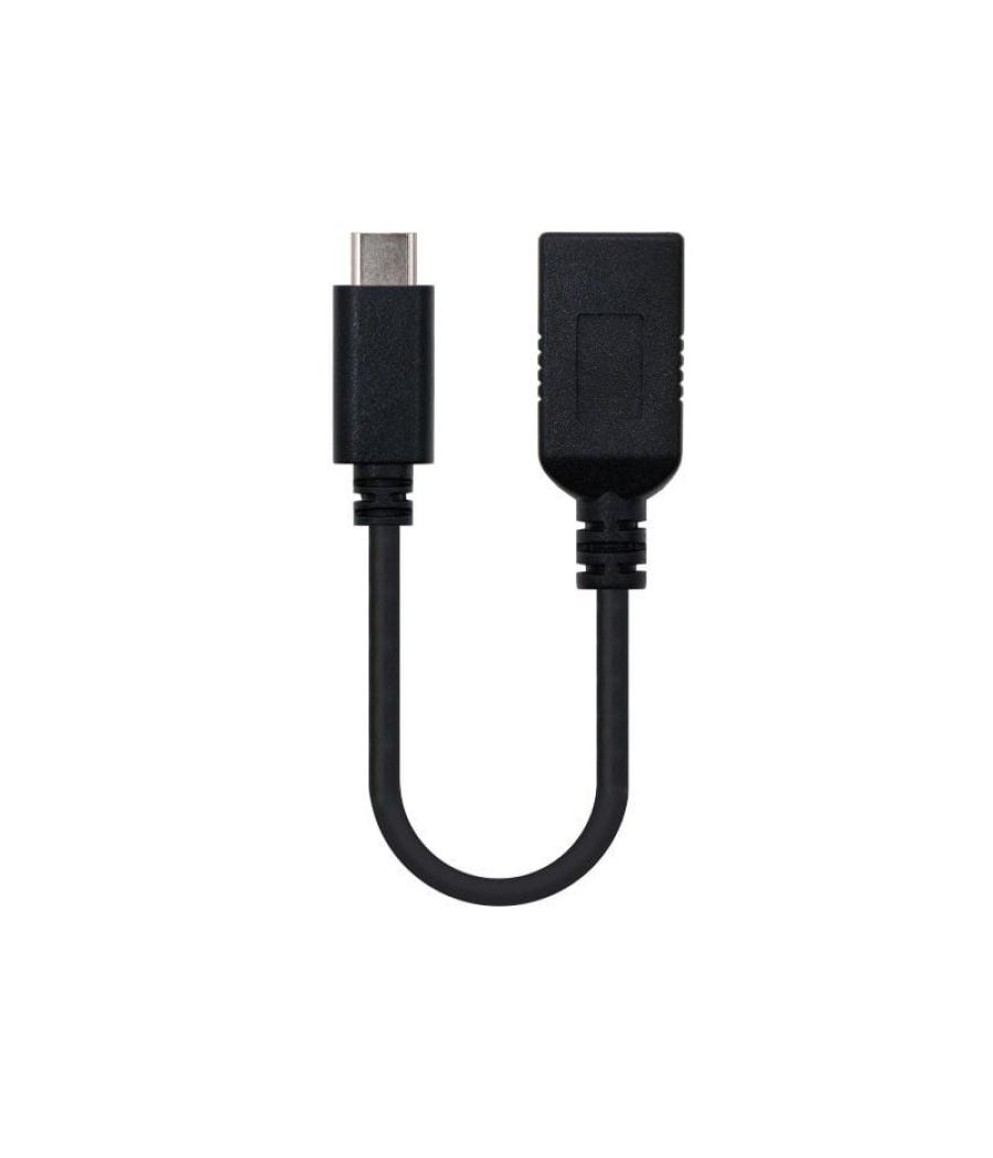 Cable usb 3.1 nanocable 10.01.4201/ usb tipo-c macho - usb hembra/ 15cm/ negro