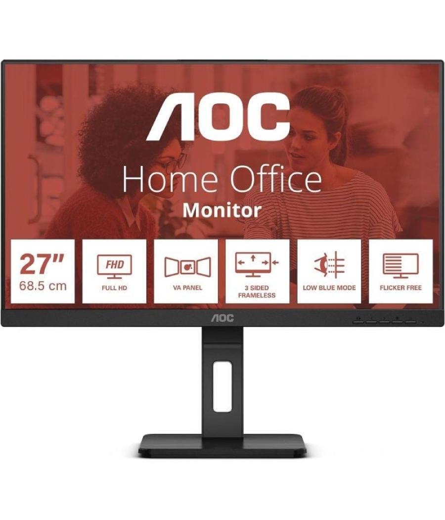 Monitor profesional aoc 27e3qaf 27'/ full hd/ multimedia/ regulable en altura/ negro