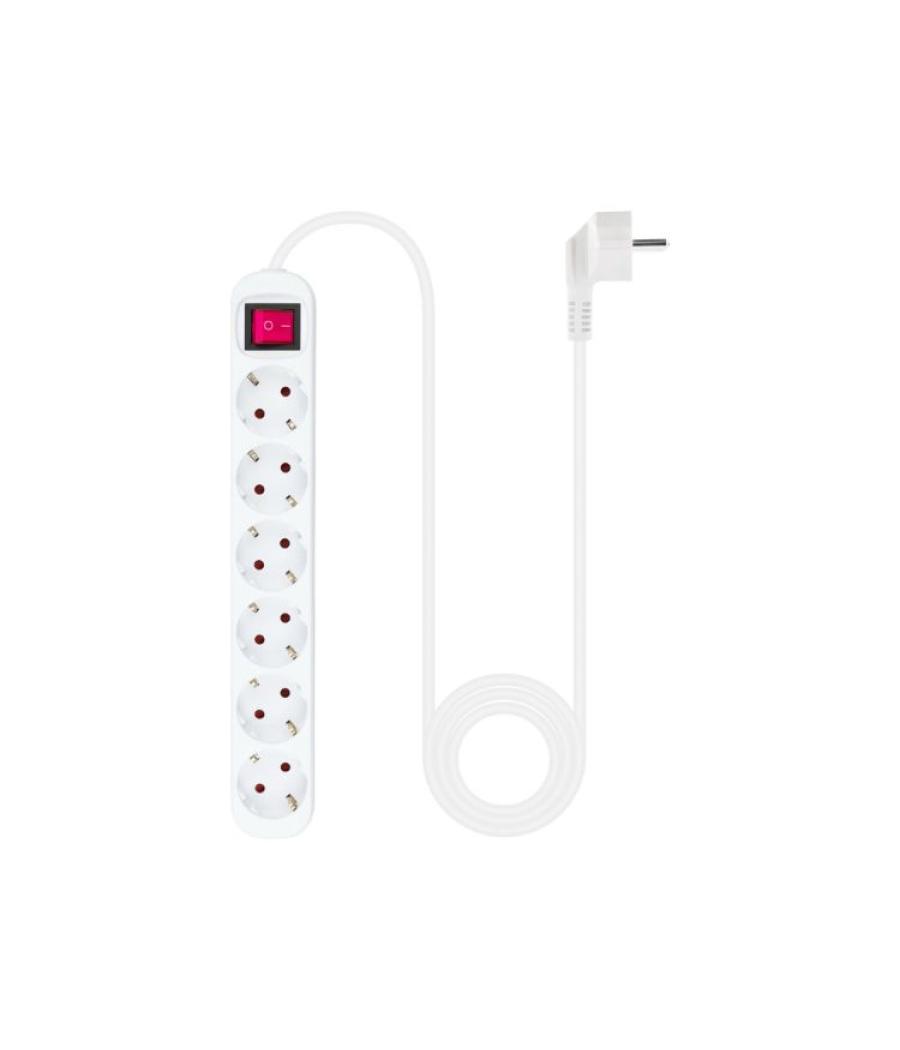 Regleta protectora 6 tomas con interruptor blanco nanocable