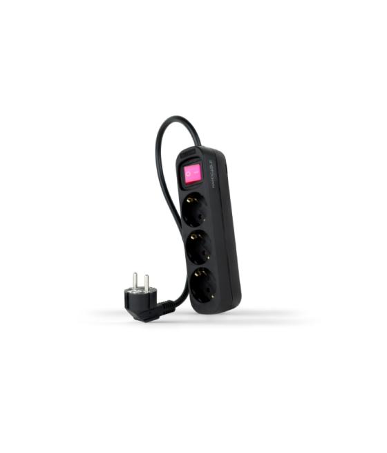Regleta protectora 3 tomas con interruptor negro nanocable