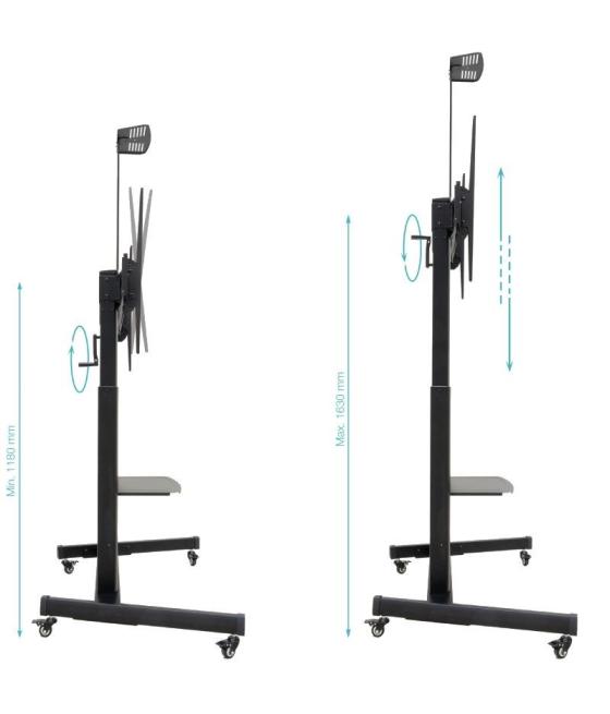 Soporte de suelo inclinable con ruedas tooq fs20406hm-b para tv de 60-100'/ hasta 120kg