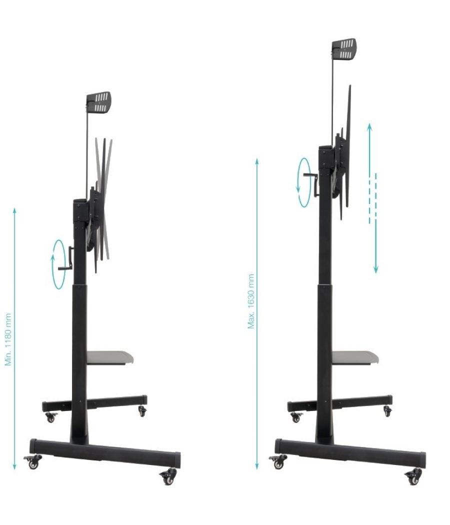 Soporte de suelo inclinable con ruedas tooq fs20406hm-b para tv de 60-100'/ hasta 120kg