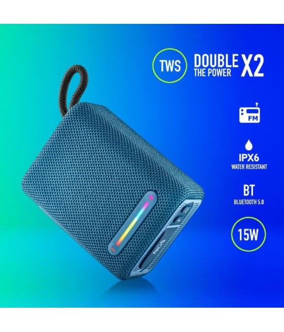 Altavoz con bluetooth ngs roller furia 1/ 15w/ 2.0/ azul