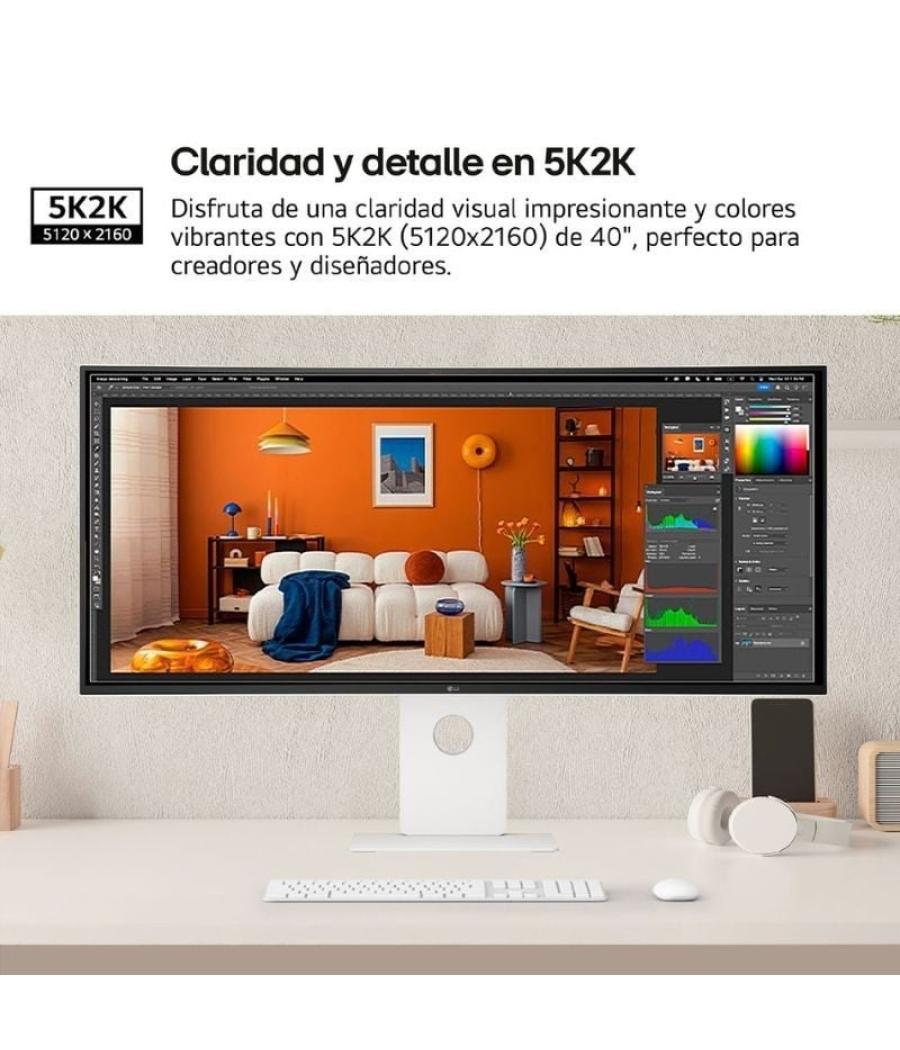Monitor gaming ultraparonámico curvo lg ultragear 40u990a-w 40'/ 5k2k/ multimedia/ 1ms/ 120hz/ ips/ regulable en altura/ blanco