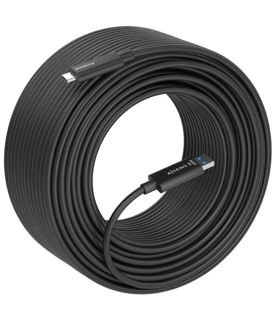 Cable usb 3.2 tipo-c aoc aisens a157-0925/ usb tipo-c macho - usb macho/ 10gbps/ 15m/ negro