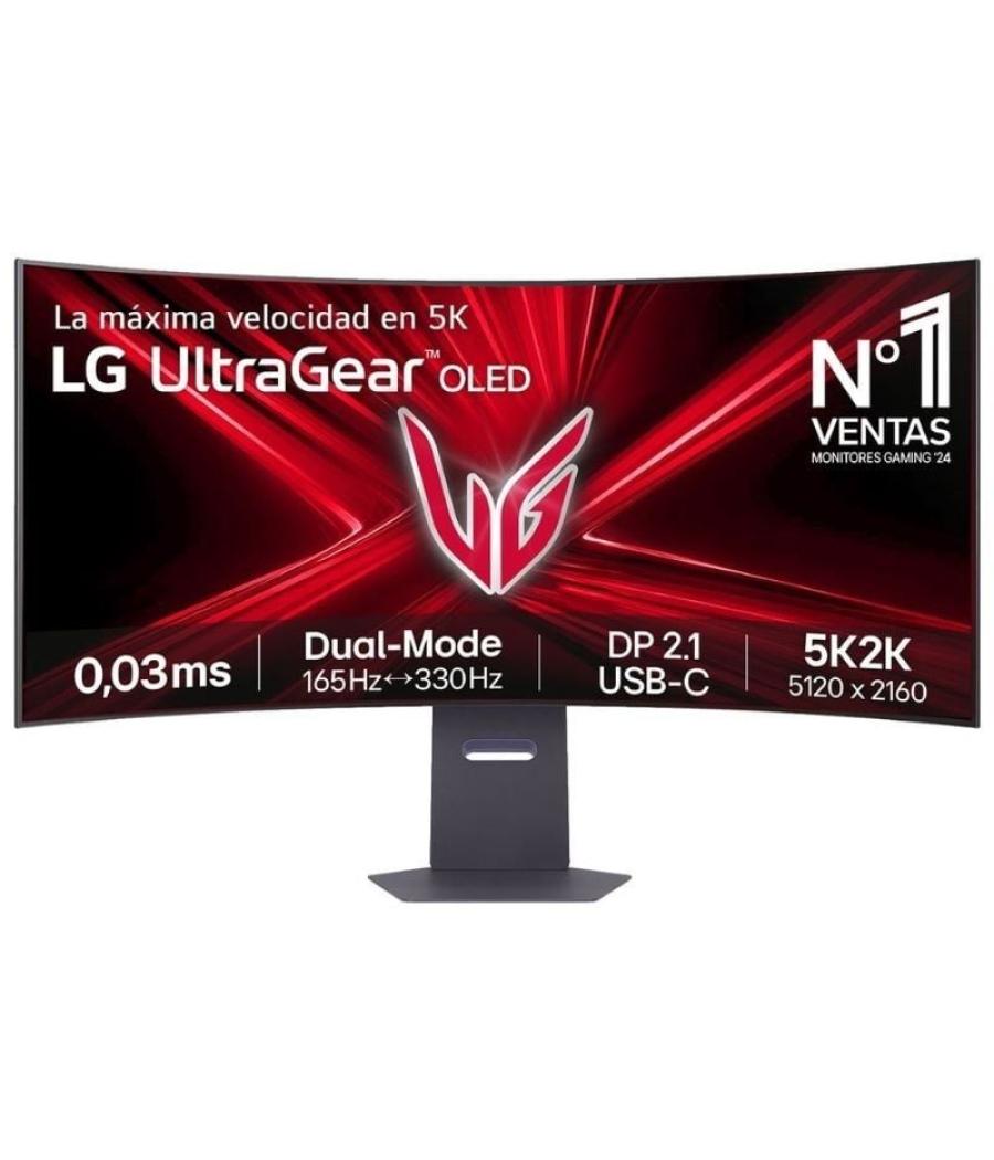 Monitor gaming curvo lg ultrafine 45gx950a-b 45'/ 5k2k/ 0.03ms/ 330hz/ oled/ multimedia/ regulable en altura/ negro