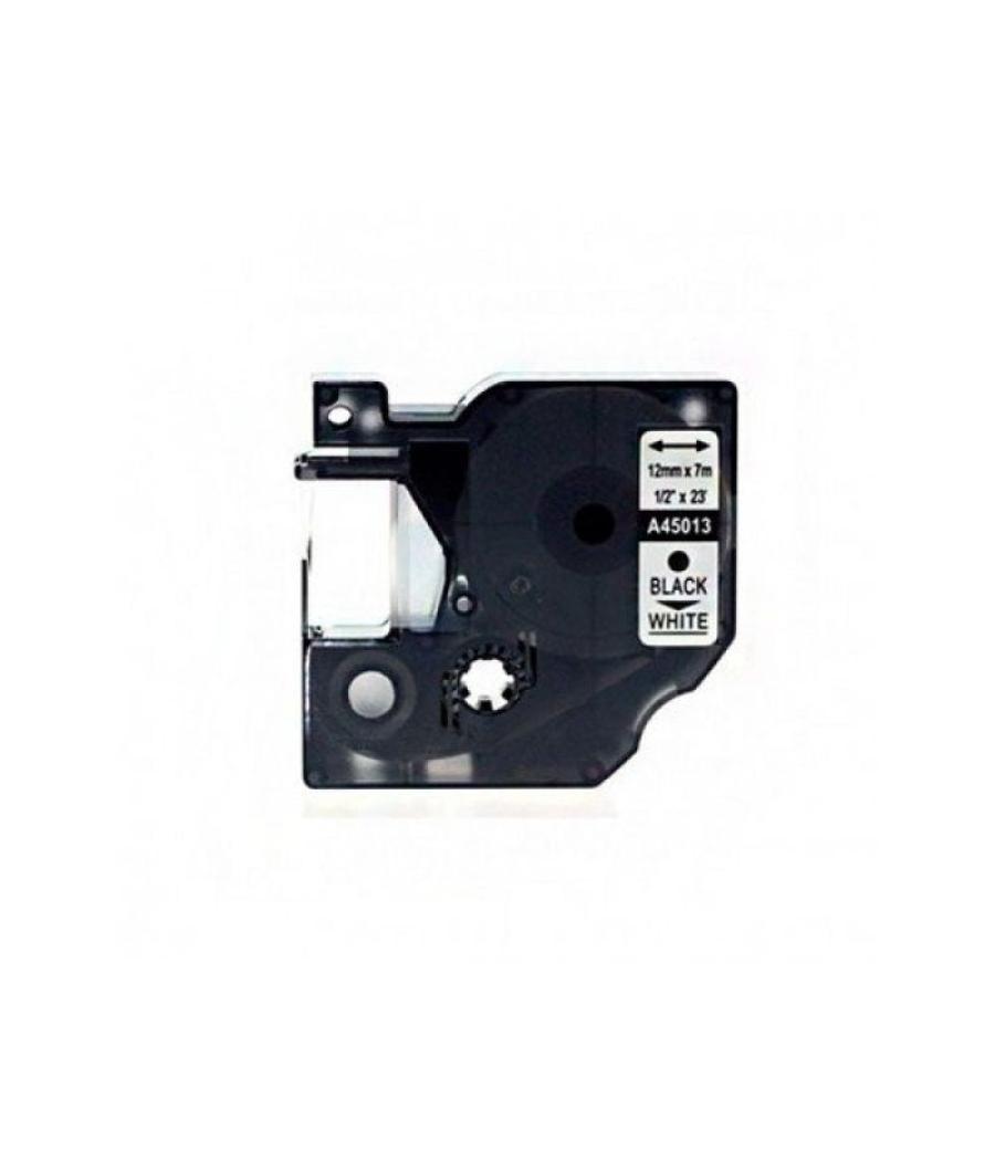 Cinta rotuladora adhesiva de poliéster dymo d1 45021/ para label manager/ 12mm x 7m/ blanca-negra