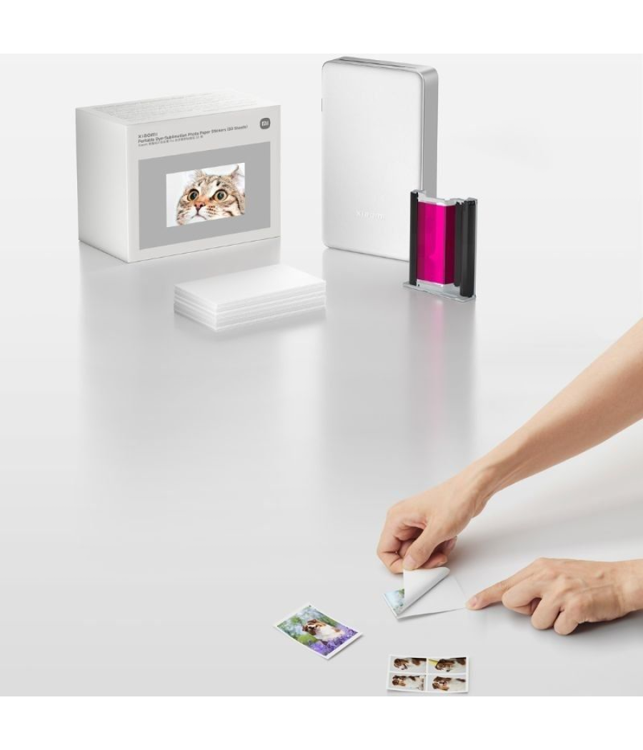 Papel fotográfico para sublimación xiaomi portable dye-sublimation photo paper stickers/ 5 x 7.6cm/ 50 hojas