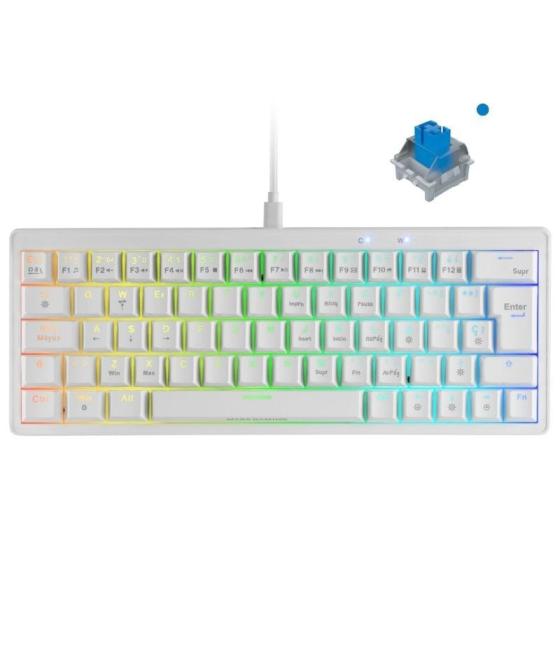 Teclado gaming mecánico mars gaming mkminipro/ switch azul/ blanco